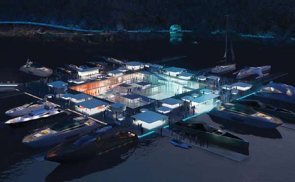 Aquellum, part of the Saudi Arabian NEOM project, is a futuristic development with a floating marina at its core.