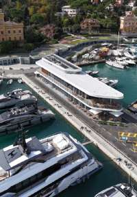 Yachts moored at the new marina piers.