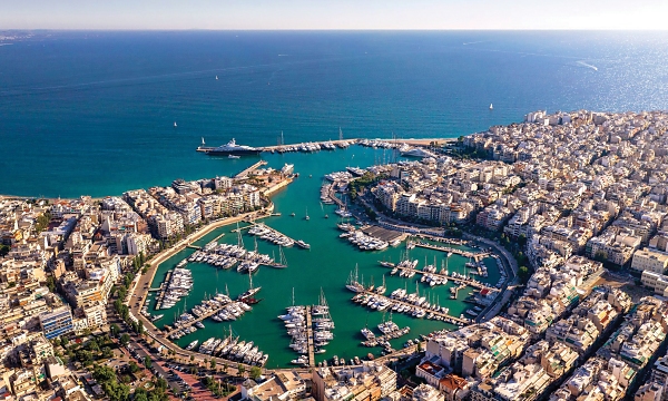 With its eye-catching circular basin, D-Marina Zea  is a vibrant megayacht marina near the bustling port of Piraeus, Greece.