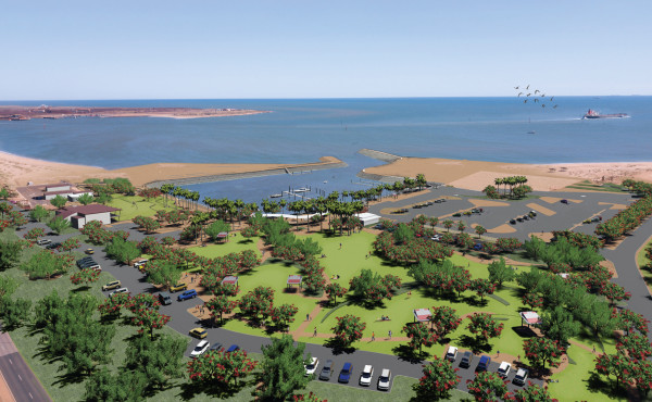 Artists impression of the completed Spoilbank Marina at Port Hedland in Western Australia.
