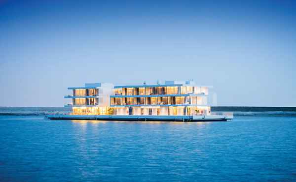 The world’s largest floating villa can be moved anywhere on water. It is entirely self-sufficient but can also be moored permanently at a waterfront location.