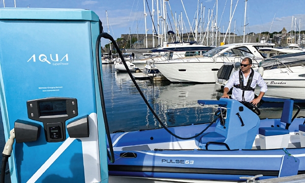 Charging up via the Aqua 75 at Hamble Point Marina, UK.