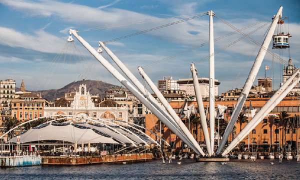 Porto Antico di Genova was reconnected to the sea for the 1992 Expo just after it incorporated the Genoa Fair. Many architects were involved in the ensuing transformation including Renzo Piano and Jean Nouvel.