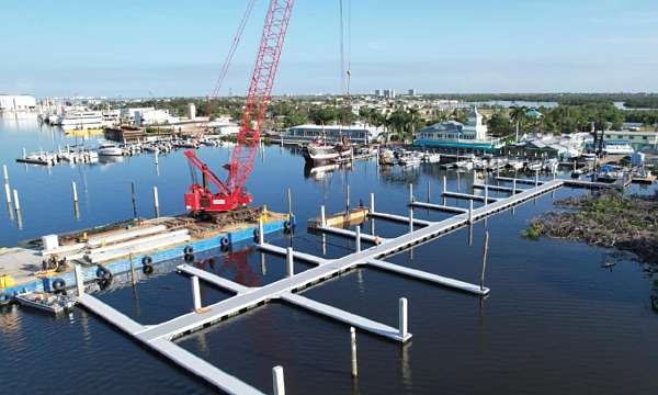 Dock replacement progress at Salty Sams